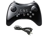 Wii U Pro Controller - Wireless Bluetooth Dual Analog Gamepad Game Pad Joystick with USB Charging Cable for Nintendo Wii U (Black)