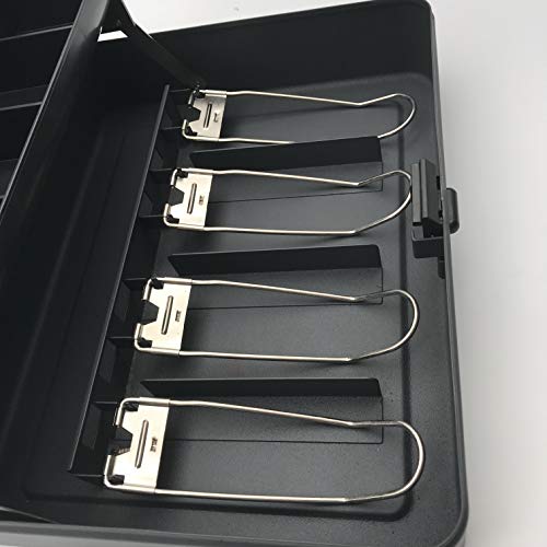 Cash Box,Locking Cash Box with Tiered Money Tray and Key Lock, Black, 0.21 Cubic Feet