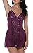 BMAKA Women Outfits Halter Lingerie Mini Nightwear Transparent Lace Babydoll Sets of 3