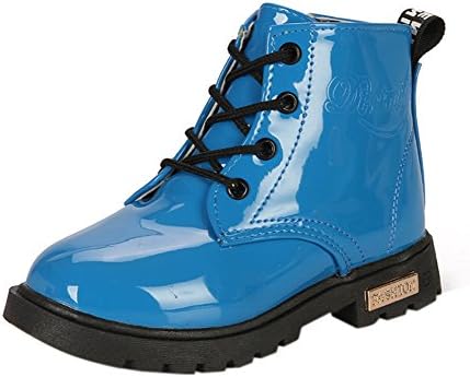 Maxu Fashion Girls Boys Blue PU Waterproof Child Martin Boots,Toddler,7M US