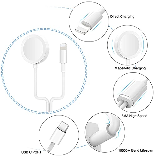 USB C Charger. 20W Fast 2 in 1 Charging Station Cable (5FT) for Apple