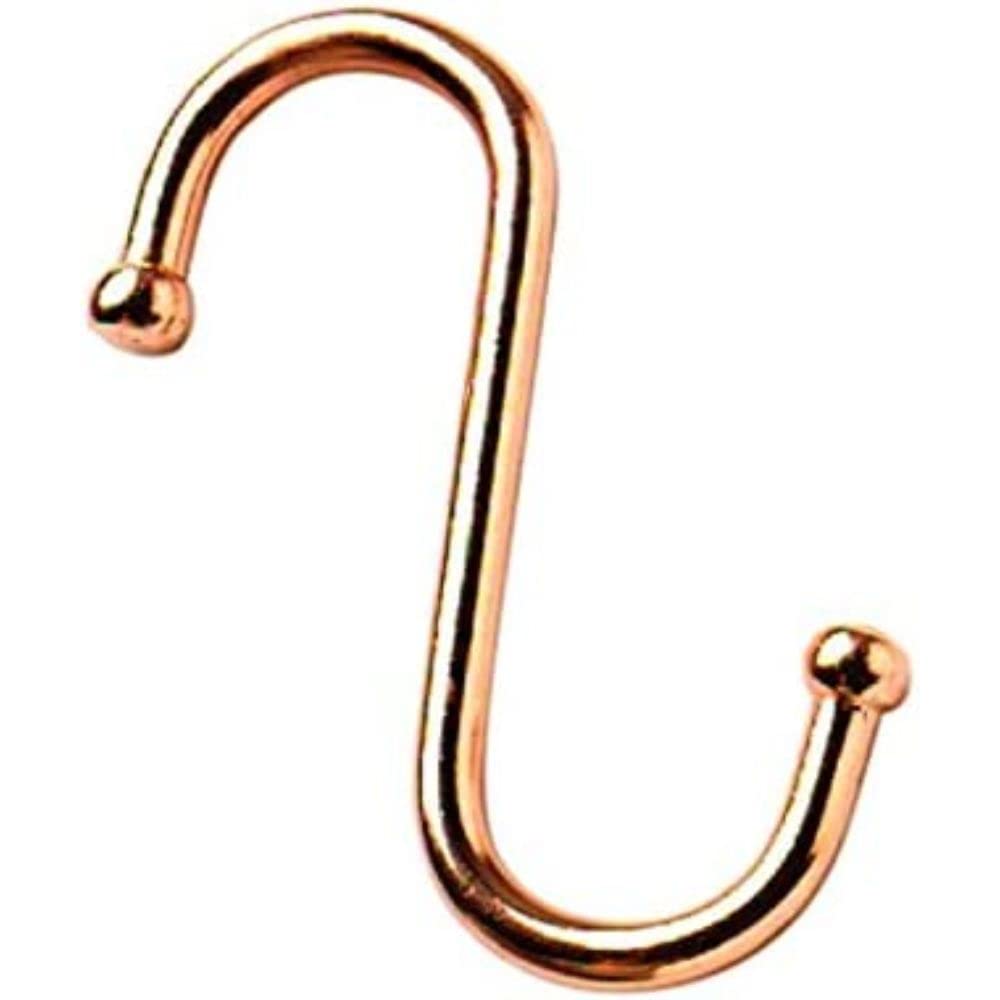 Merriway BH03899 (12 Pcs) Coppered Kitchen Utility Rack S-Hook, Ball End 75mm (3 inch) - Pack of 12 Pieces