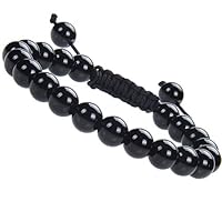 MSBeads Massive Beads Real Black Tourmaline Yoga Healing Root Base Chakra Protection Bracelet Natural Gemstones Emotional Stailization (Black Tourmaline)