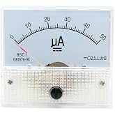 JESSINIE 85C1 DC Pointer Ammeter Analog Meter 50UA Rectangle Panel Mounted Current Meter Ammeter Tester 0-50 UA DC 85C1 65 * 56MM