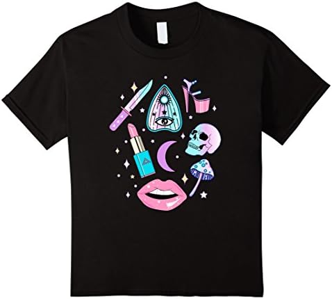 Kids Pastel Goth Kawaii Witch Creepy Cute Graphic Shirt 12 Black