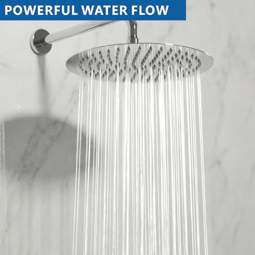 Rain Shower Head 30cm Rain Shower Head 304 Stainless Steel Rain Head High Pressure Water Flow Self-Cleaning Silicone Nozzles Easy Wall/Ceiling Mount Chrome Finish