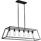 Black Kitchen Island Lighting, 6-Light Farmhouse