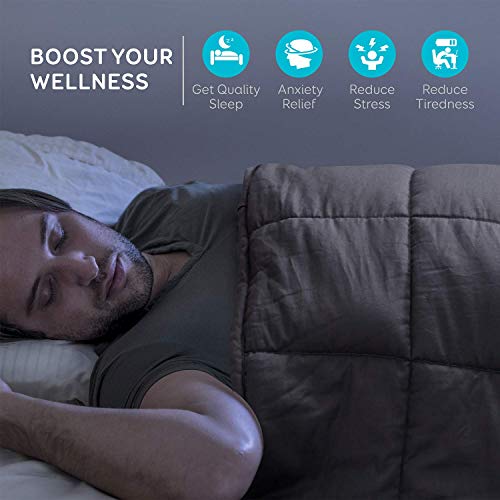 BUZIO Weighted Blanket 20 lbs for Adults (190-240 lbs), Heavy Blanket with Oeko-TEX Standard Cool Cotton and Premium Glass Beads, Same Size as Queen Size Bed (60 x 80 Inches, Grey)