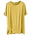 Shawhuaa Womens Roll-up Sleeve Side Split Casual Loose T-shirt Tops Yellow