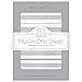 SwaddleDesigns Cotton Muslin Crib Sheet, 3 Color Stripe with Shimmer, Sterling