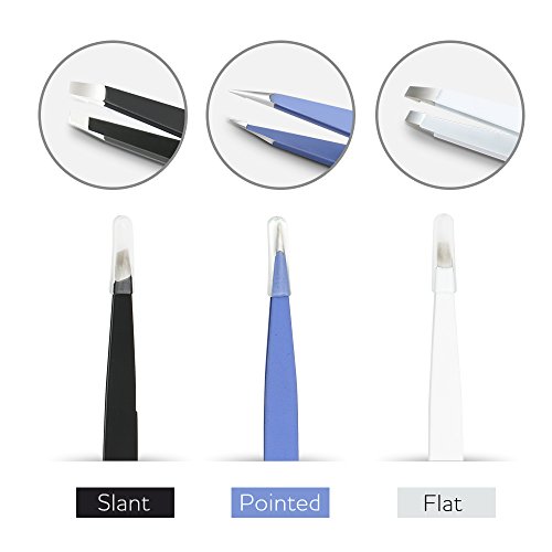 Chimocee Eyebrow Tweezer Set, 3PS Premium Stainless Steel Eyebrow Slant Tip Tweezers with Leather Case and Mirror, Best Precision Eyebrow, Hair Remover, Splinter Ingrown and Tick Removal Tweezers Beauty & Personal Care, Shave & Hair Removal, Women's, Tweezers