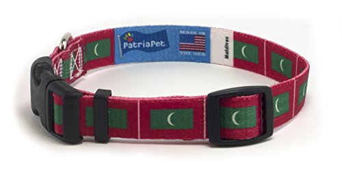 Maldives Maldivian Flag Dog Collar for Small, Medium, or Large Dogs by PatriaPet (Xsmall: 7.5-11 in.)