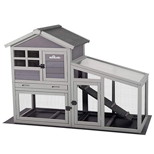 Aivituvin Rabbit Hutch Outdoor Indoor Rabbit Cage with Pull Out Tray