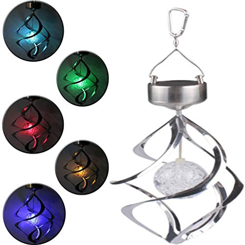 Gotian Solar Powered Wind Chimes Light Hanging LED Garden Outdoor Lamp Color Changing Changeable 7 Colors Light Hanging Wind Light for Garden Yard Lawn Balcony Porch Decorative Light Lamp
