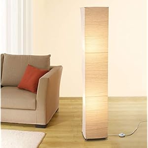 Trango 1213L Modern Design LED vloerlamp *OSLO* rijstpapier lamp in vierkant met beige lampenkap staande lamp 125cm hoog…