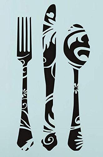 Potelin Wall Sticker Tableware Pattern Removable Mural Wallpaper Decal for Fridge Cabinet Kitchen Restaurant Shop Durable and Useful