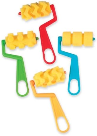 Chenille Kraft Products - Chenille Kraft - Sponge Roller Painting Set, Zig Zag/Wave/Dots/Stripes Designs, 4/Pack - Sold As 1 Pack - Create fun patterns with tempera, acrylic, watercolor, ink or colored glue. - Easy grip handles. - Clean with soap and water.
