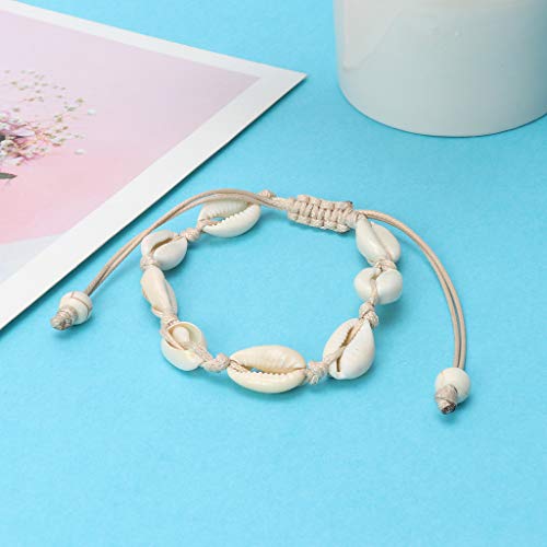SimpleLif Handwoven Cobalt Shell Anklet Bracelets Natural Cowrie Beads Hawaiian Beach Foot Jewelry for Women Girl - Thumbnail 3