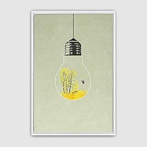 signwin Framed Canvas Wall Art Bottle and Bulb...
