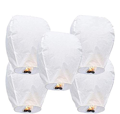 LABOTA 5 Pack Chinese Sky Lanterns, Eco-Friendly, Floating Lanterns for Outside Flying, Lanterns to Release in Memory, Perfect for Birthdays, Eid, Funerals, and Memorial Days