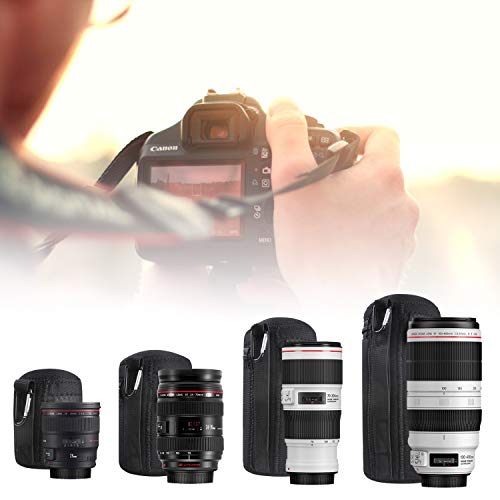 waka [4 Pack] Thick Protective Neoprene Camera Lens Pouch Set, Camera Lens Case Zipper DSLR Camera Lens (Canon, Nikon, Sony, Olympus, Panasonic)- Small, Medium, Large, Extra Large - Thumbnail 6