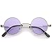 zeroUV Small Retro Lennon Inspired Style Colored Lens Round Metal Sunglasses 41mm (Silver/Purple)