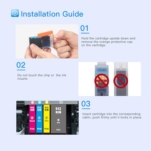 LxTek 912 XL 912XL Compatible with HP 912 XL Pack of 4 Ink Cartridges for HP Officejet Pro 8022 8025 8020 8024 8023 for HP Officejet 8010 8012 8014 8015 8017 (Black Cyan Magenta Yellow, 4 Pack)
