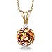 Gem Stone King 14K Yellow Gold Ecstasy Mystic Topaz and White Created Sapphire Pendant Necklace For Women (1.02 Cttw, with 18 Inch Chain)