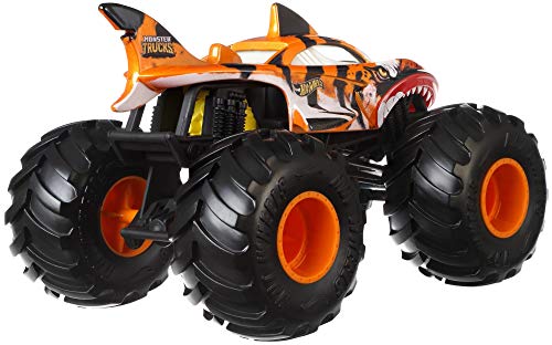Hot Wheels Monster Trucks Tiger Shark Die Cast 1 24 Scale Vehicle With Giant Wheels For Kids Age 3 To 8 Years Old Great Gift Toy Trucks Large Scales Pricepulse