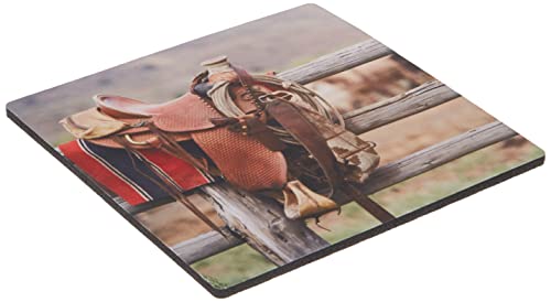 3dRose LLC 8 x 8 x 0.25 Inches Mouse Pad, Or Seneca Ponderosa Ranch Horse Saddl…