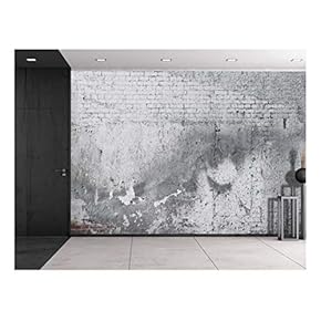 Gray Cracked Brick and Pavement Wall Wall Mural...