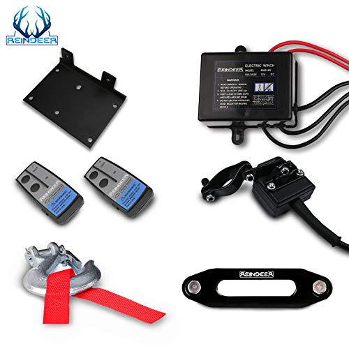 REINDEER 12V Winch 4500 lb Load Capacity Electric Winch Kit Synthetic Rope with Hawse Fairlead Waterproof IP67 with Wireless Remotes - Image 3
