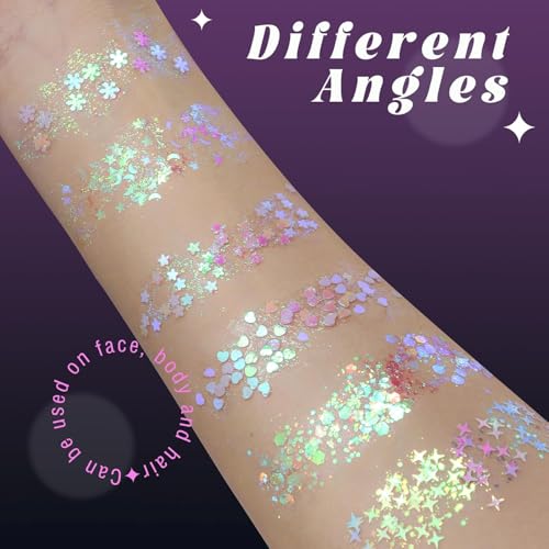 lentejuelas Gel Con Purpurina Corporal, Gel Corporal Con Para La Cara, Holográfico Brillante De Larga Duración, Lentejuelas Gruesas, Purpurina Para Ojos, Labios, Cabello, Uñas, Maquillaje Halloween (set 9#, m)