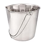 ProSelect Stainless Steel Flat Sided Pails - Durable Pails for Fences, Cages, Crates, or Kennels - 6", 2-Quart
