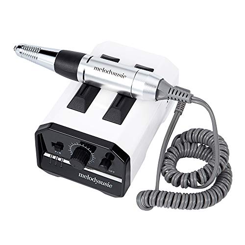 Electric Nail Drill, MelodySusie 6 in 1 Professional Nail File Manicure Pedicure Kit Handpiece Grinder with Polishing Tools Nail Clippers Set FDA Approved，Shine White