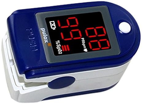 Pulsoximeter PULOX PO-100 zur Messung der Sauerstoffsättigung im Blut und des Puls mit LED-Anzeige und Zubehör