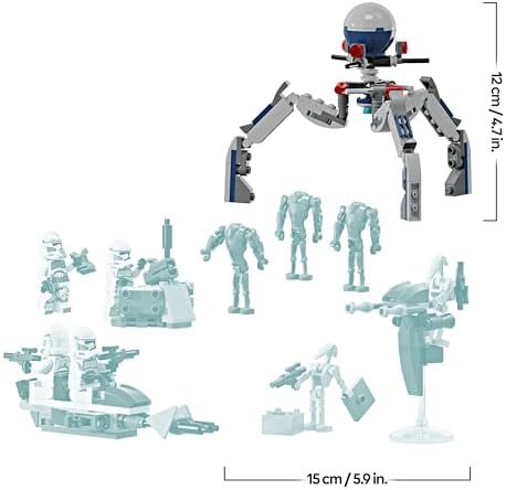 Star Wars Pack de Combate: Soldado Clon y Droide de Combate, Juguete Infantil, Moto Speeder de Juguete, Figura Tri-Droide y Puesto Defensivo, Regalo para Niños y Niñas de 7 Años o Más 75372