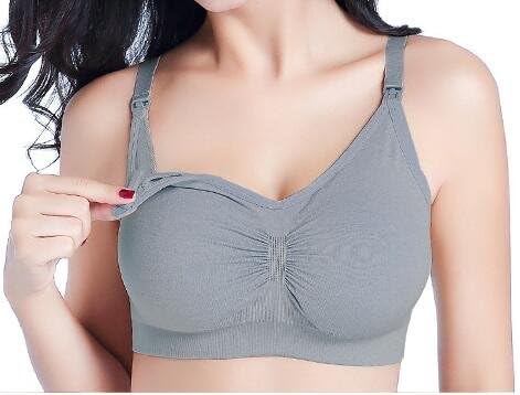 Hands-Free Breastpump Bra Breast Pump Nursing Pumping Breastfeeding Bra (L, Gray)