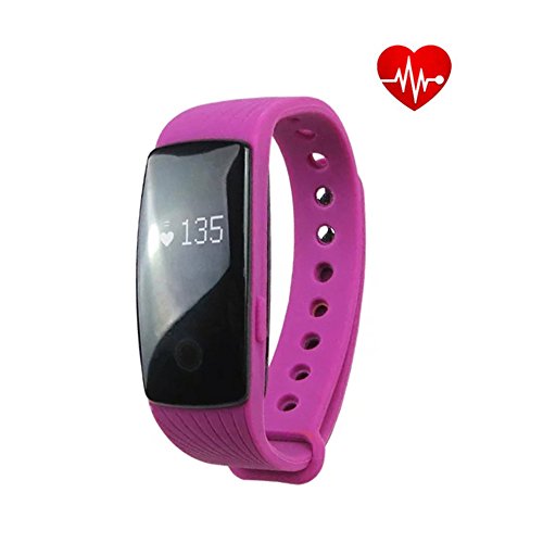 ID107/ZS107 Bluetooth 4.0 Smart Bracelet Heart Rate Monitor Wristband Fitness Tracker Android iOS Smartphone (ID107 Smart Watch Purple)