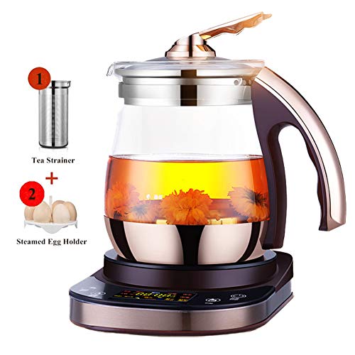 Electric Kettle, Suliko 1.8L 800W Heat Resistant Borosilicate Glass Tea Pot with Filter and Egg Cooker, Waterproof Touch Panel, 24 hours Reservation Timing and Auto Heat Preservation(New Version)