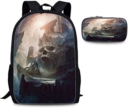 Skull Art Print Basic Multipurpose Backpacks For Schoolbags Travel Bags Laptop Backpacks with pencil bag