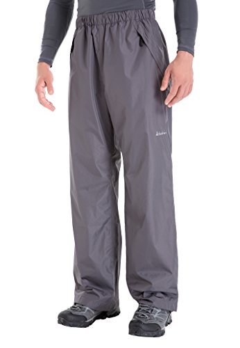 Clothin Men's Waterproof Elastic-Waist Drawstring Rain Pants with Front Zipper Pockets Basic Insulated Workout(Grey M) (Best Waterproof Pants For Antarctica)