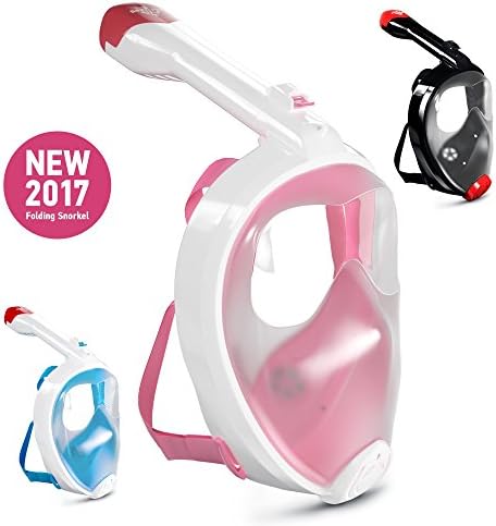 Full Face Snorkel Mask - Snorkel Set - NEW m. 2017 - Scuba Mask - Best Diving Mask with GoPro Adapter - Seaview 180 Panoramic Snorkel Mask - Anti Fog Snorkeling Mask - Swim Mask for Women Men Youth