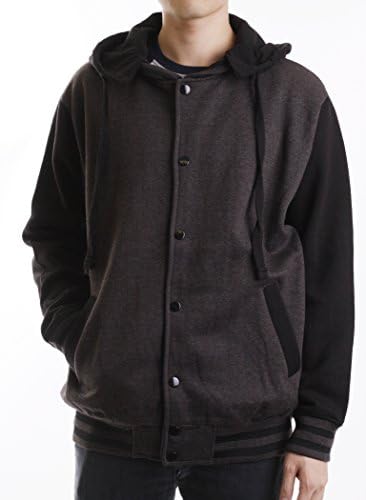 Paris Says Men's Classic Varsity Fleece Jacket with Detachable Hood