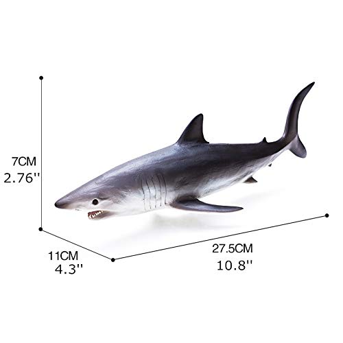RECUR Shortfin Mako Shark Figure Toys, Authentic Shark Figurine Collection-1:15 Scale Realistic Design Ocean Shark Replica, 10.8inch Hand-Painted Skin Texture, Gift for Collectors Boys Kids, Ages 3+
