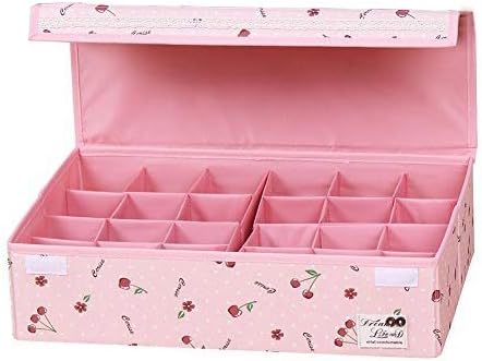 HOMESGU 24 Gird Closet Socks Underwear Organizer Boxes,Space Adjustable Socks Bras Storage Drawer Organizer(24-Grid(Space Adjusted Freely 46×31×12cm),Cherry)