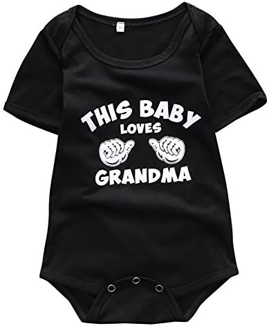 Baby Boys Girls Onesie,THIS BABY LOVES GRANDMA Short Sleeve Romper Bodysuit (70 (0-3M))