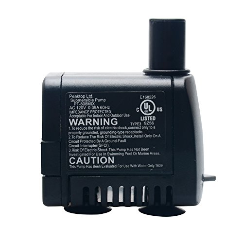 PeakTop 80 GPH Submersible Water Pump with 6' Cord for Aquarium