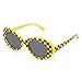 Clout Goggles Checkered, Vintage UV 400 Protection Bold Retro Sunglasses, Resin Oval Lens + Plastic Thick Frame, Mod Style Unisex Outdoor Sports Fashion Eyewear 1Pc (Yellow & Checkered)