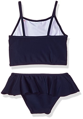 Kiko & Max Little Girls' Ruffle Top Bikini Swim Bathing Suit, 4th of July Navy/Red, 3T